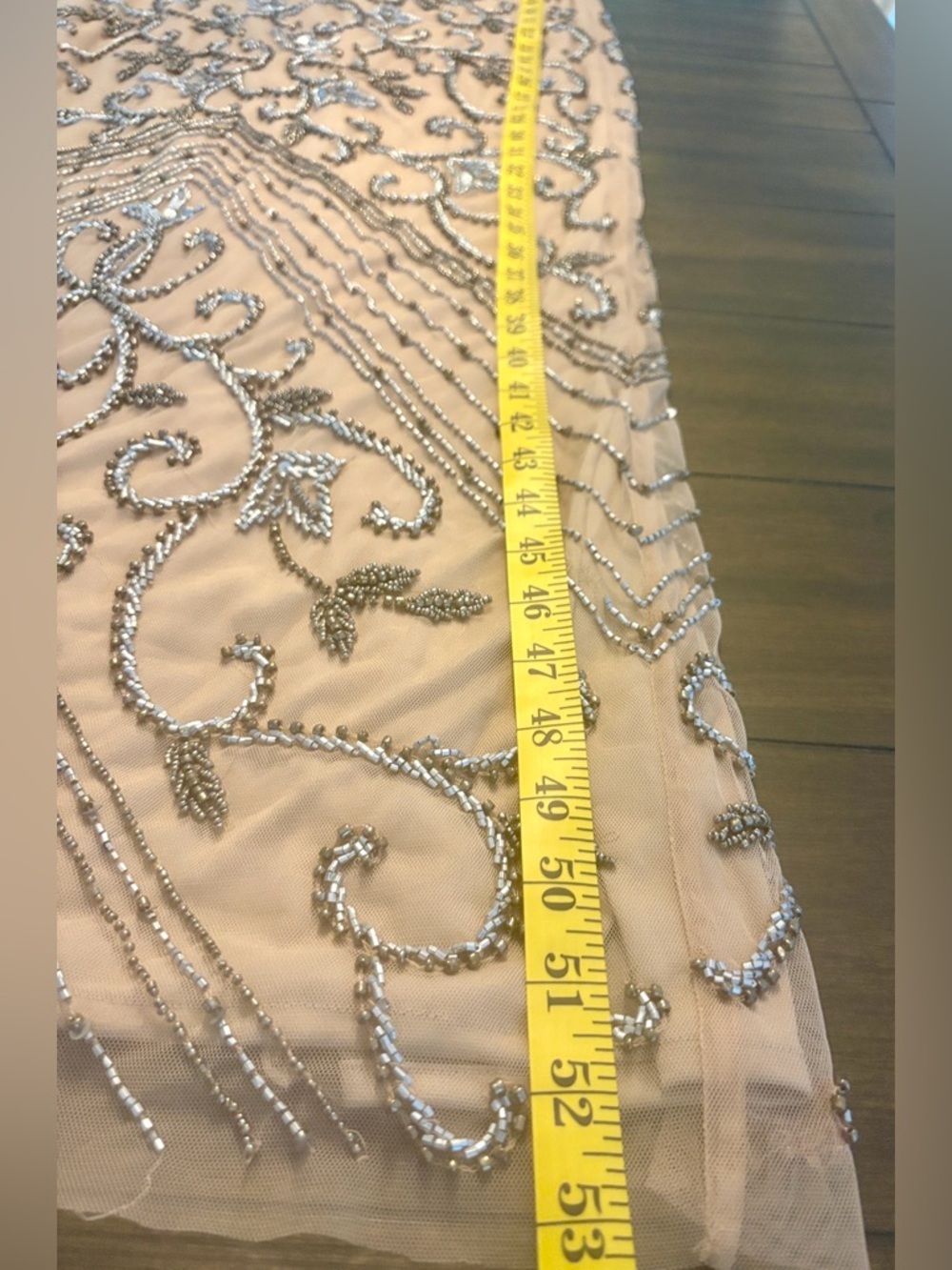Pisarro Nights Beige Beaded Evening Gown - Picture 8 of 12